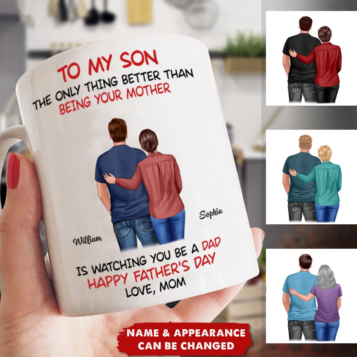 From Mom To Son Happy Father's Day Personalized Ceramic Mug, Coffee Mug, Heartfelt Father's Day Gift For Son