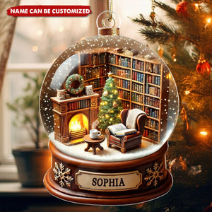 Book Lover Room Snow Globe Christmas Book Club - Personalized Acrylic Ornament