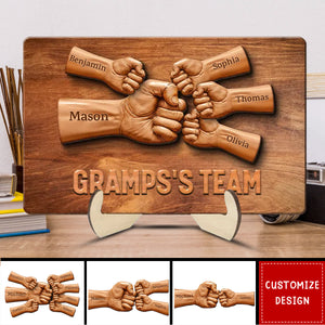 Daddy Team Fist Bump Personalized 2-Layered Standing Wooden Plaque, Father's Day Gift