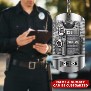 Serve And Protect - Personalized Police Officer Stainless Steel Keychain