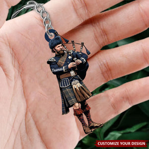 Custom Name Piper In A Kilt - Personalized Acrylic Keychain