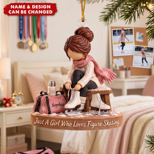 Personalized Figure Skating Girl Christmas Ornament, Custom Ice Skater Acrylic Ornament