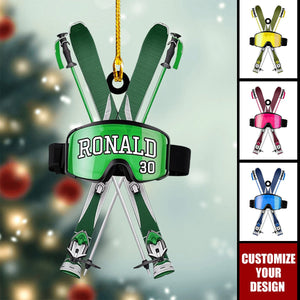 Personalized Skiing Ornament, Snowboarding Skiing Ornament, Gift For Skiing Lovers