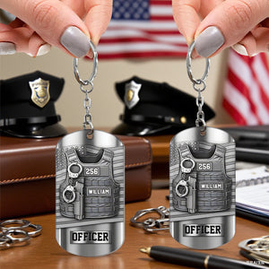 Serve And Protect - Personalized Police Officer Stainless Steel Keychain