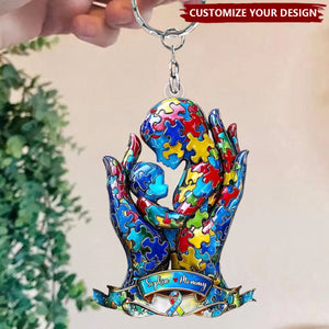 Mom And Kid - Personalized Autism Awareness Acrylic Keychain