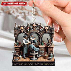 Barber Shop Keychain, Hair Salon Keychain - Personalized Keychain