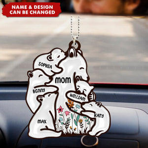 Floral Mama Bear Loving Gift For Mom - Personalized Car Ornament