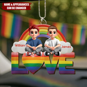 I Love You - Personalized LGBT Support Car Ornament