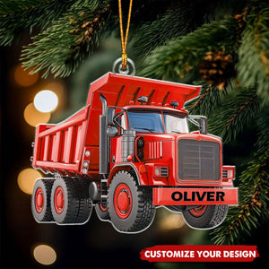Custom Name Dump Truck - Personalized Acrylic Christmas Ornament