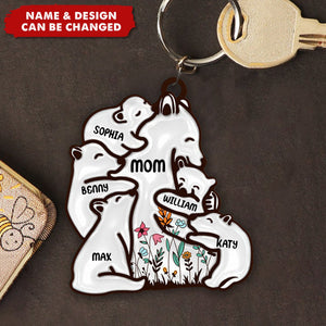 Floral Mama Bear Loving Gift For Mom - Personalized Acrylic Keychain
