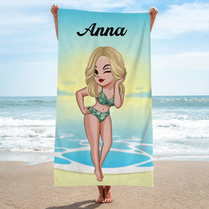 Lady Personalized Beach Towels for Adults Sand Free Beach Towel Beach Accessories for Vacation Must Haves, Travel Towels, Beach Essentials for Women, Girls Beach Towel