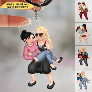 Funny Couple Carrying - Gift For Couples, Husband, Wife - Personalized Cutout Acrylic Keychain