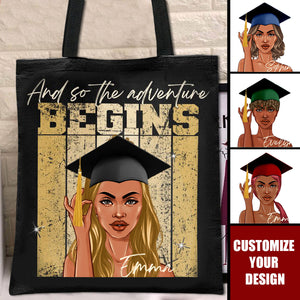 Graduation And So The Adventure Begins - Personalized Tote Bag