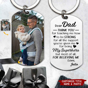 Thank You For Teaching Me How To Be Strong - Personalized Photo Stainless Steel Keychain