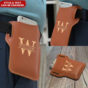 Personalized Men Leather Cell Phone Belt Pack Bags Loop Waist Bag