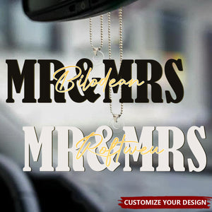 Mr And Mrs Wedding Name Sign - Personalized Car Ornament