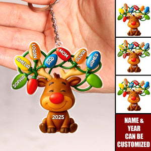 Our Reindeer Crew - Personalized Acrylic Keychain, Gifts For Mom, Dad, Kids