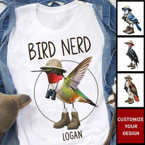 Bird Nerd Funny Bird Watcher Personalized T-Shirt, Gift for Bird Lover