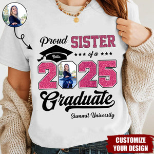 Personalized Graduation 2025 T-Shirt, Proud Family Graduate Photo Class Of 2025