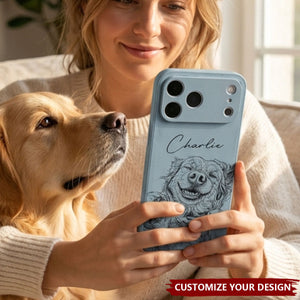Custom Pet Portrait - Personalized Leather Phone Case