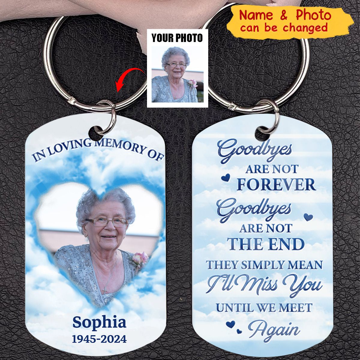 Memorial Gift Goodbyes Are Not Forever Personalized Stainless Steel Keychain