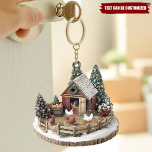 Dreamy Chicken Farm Personalized Keychain, Gift For Chicken Lover