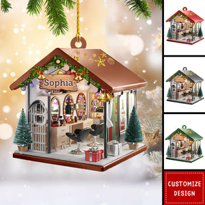 Personalized Barber Shop Custom Name Christmas Ornament