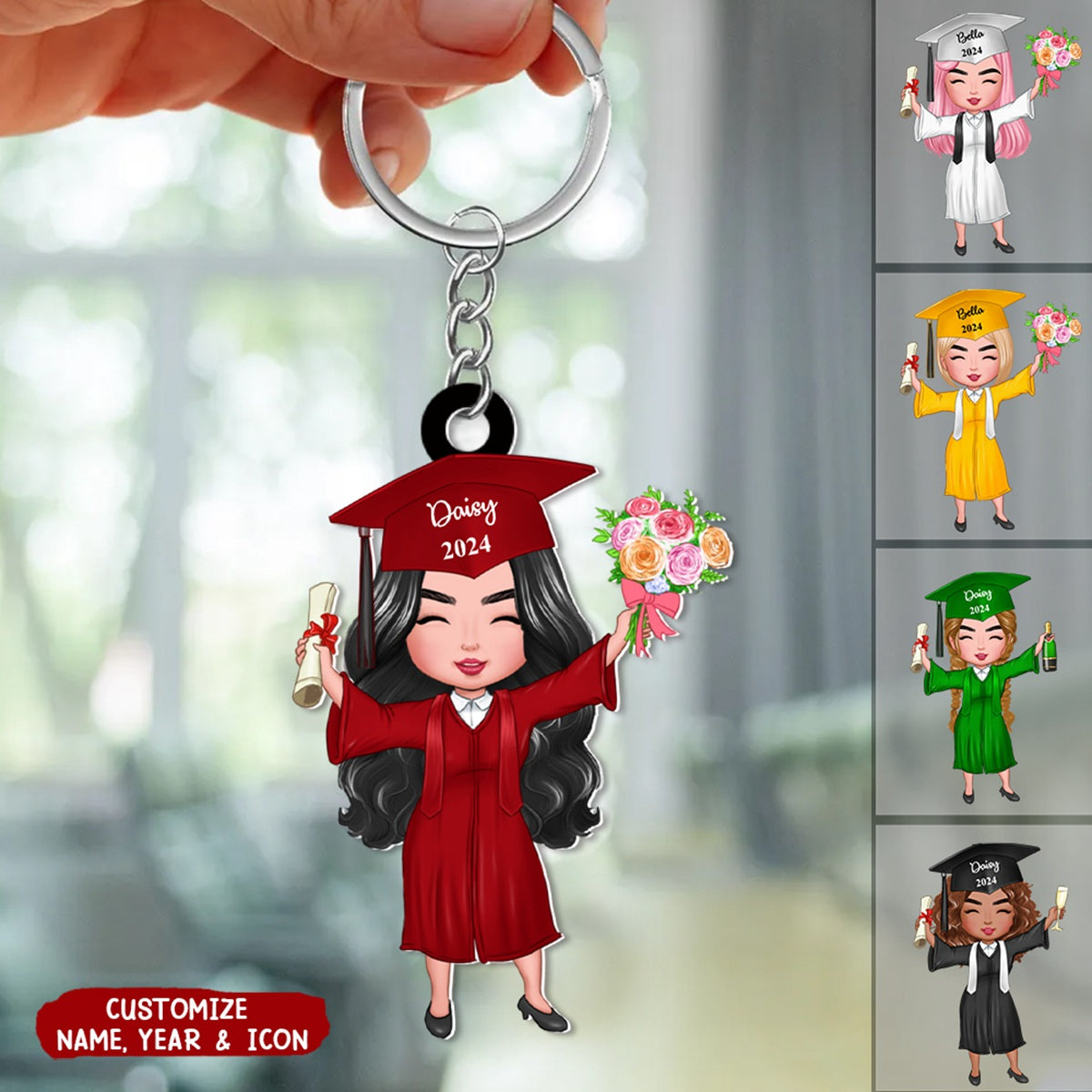 Happy Graduation Girl Personalized Acrylic Keychain