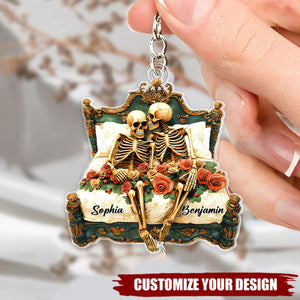 Funny Skull Couple - Personalized Acrylic Keychain