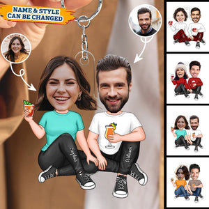 Couple Funny Custom Face Photo - Personalized Keychain