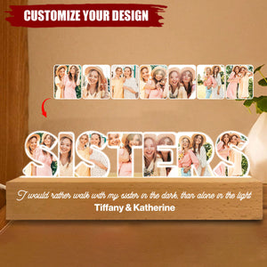 Sisters Photo Collage - Personalized Acrylic LED Night Light, Birthday Gift For Sisters