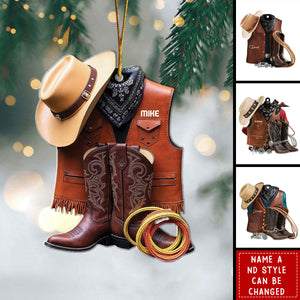 Personalized Cowboy Boots and Hat Ornament - Gift For Horse lover, Christmas Ornament