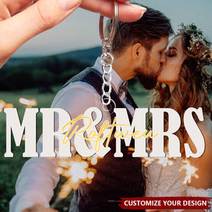 Mr And Mrs Wedding Name Sign - Personalized Keychain