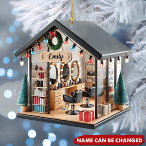 Personalized Hair Salon Acrylic Ornament, Hair Stylist Christmas Ornament, Hairdresser Gifts