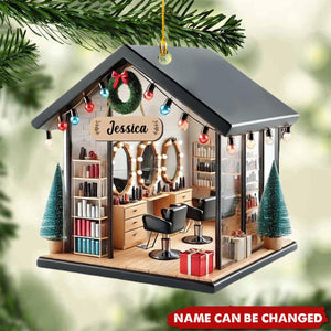 Personalized Hair Salon Acrylic Ornament, Hair Stylist Christmas Ornament, Hairdresser Gifts