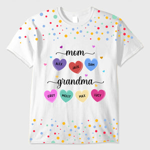 Mom Grandma And Sweet Heart Grandkids Personalized T-shirt