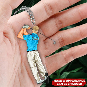 Playing Golf - Personalized Christmas Keychain