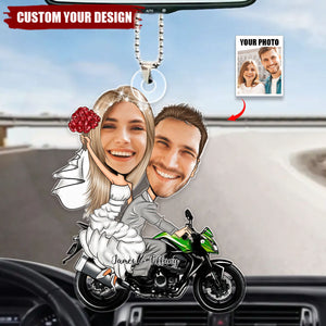 Couple Wedding Face - Personalized Acrylic Car Ornament