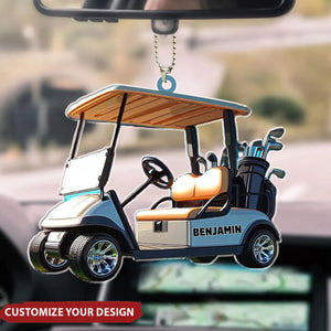 Golfing Cart Xmas Ornament - Personalized Acrylic Car Ornament, Gift For Golf Lover