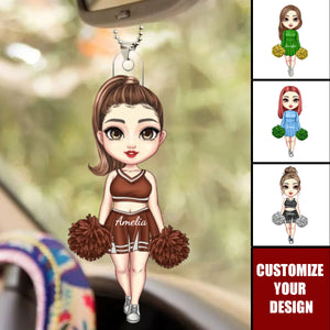 Cartoon Cheerleading Girl - Personalized Acrylic Car Ornament, Gift For Cheerleader Women