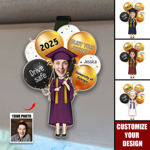 Drive Safely And Enjoy Your Journey Graduation Gift - Personalized Acrylic Photo Visor Clip