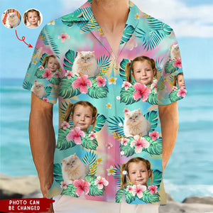 Tie Dye Pet Face - Personalized Photo Hawaiian Shirt