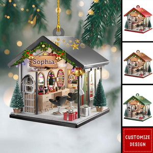 Personalized Barber Shop Custom Name Christmas Ornament