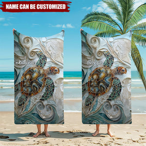 Sea Turtle - Personalized Turtle Quick-dry Beach Towel