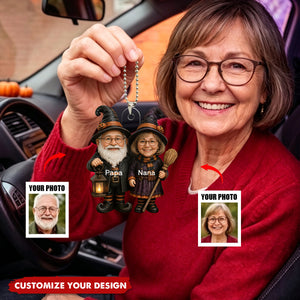 Personalized Grandparents Acrylic Car Ornament, Spooky Family Keepsake