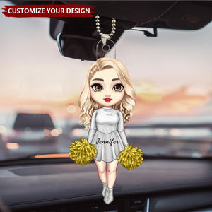 Cartoon Cheerleading Girl - Personalized Acrylic Car Ornament, Gift For Cheerleader Women