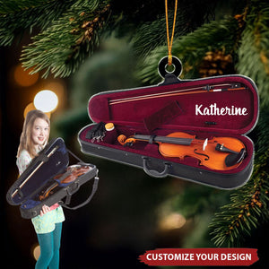 Violin Case - Personalized Acrylic Christmas Ornament, Gift For Violinist