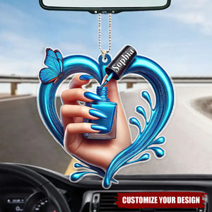 Nail Polish Bottle - Personalized Acrylic Car Ornament, Gift For Nail Technician