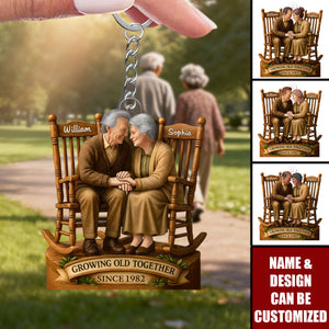 Love That Grows With Time - Personalized Acrylic Keychain, Gift For Husband Wife, Anniversary