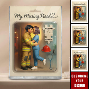 My Missing Piece Firefighter Nurse Couple Personalized Acrylic Plaque
